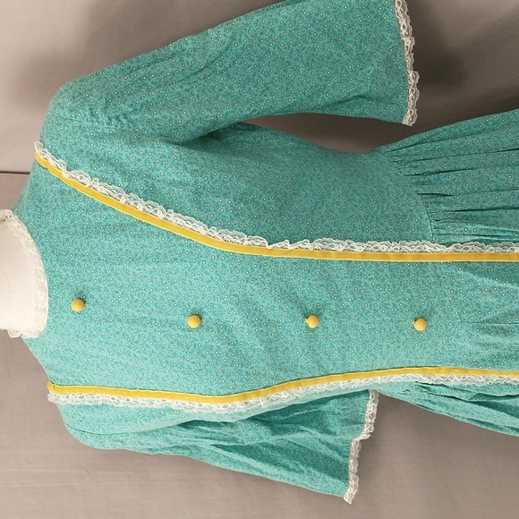 Reenactment Calico Cotton Prairie Dress Handmade OOAK 19th Century Look Costume - Picture 2 of 10